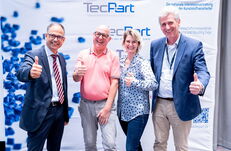 v.l.n.r Michael Weigelt (TecPart), Thomas Leng (KIB), Aline Henke (TecPart), Felix Loose (TecPart)