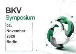 Text reading “BKV Symposium November 3, 2026, Berlin” next to an abstract green-and-white recycling symbol